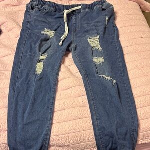 SHEIN Blue Distressed Jeggings